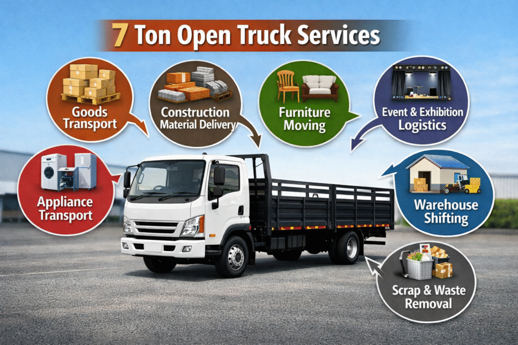 Open Pickup Truck Rental Abu Dhabi (3–10 Ton)