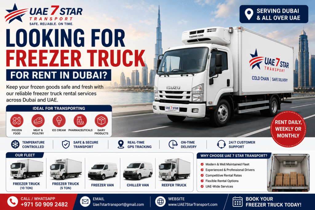Looking for Freezer Truck for Rent in Dubai