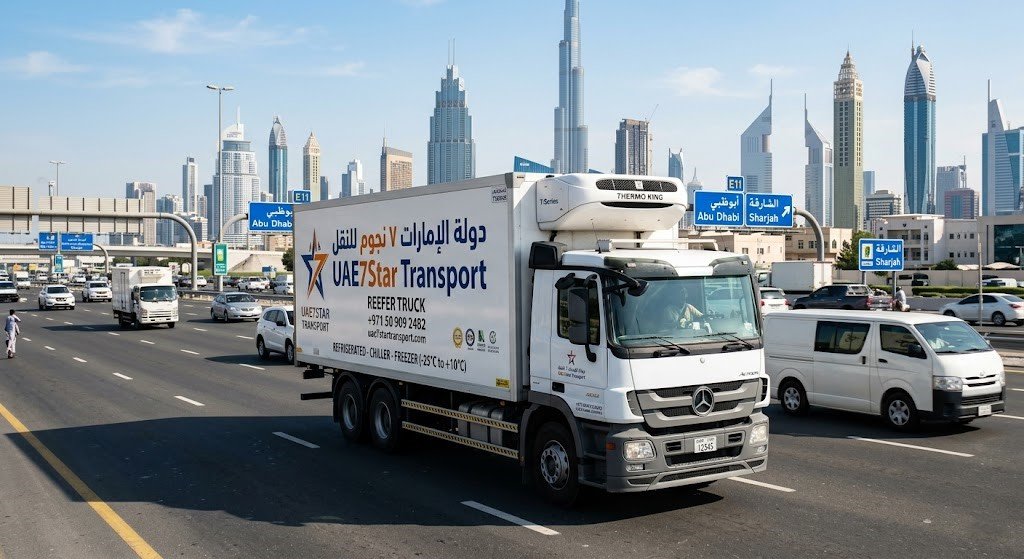 reefer truck, reefer truck rental, refrigerated truck, chiller truck UAE, cold chain logistics Dubai