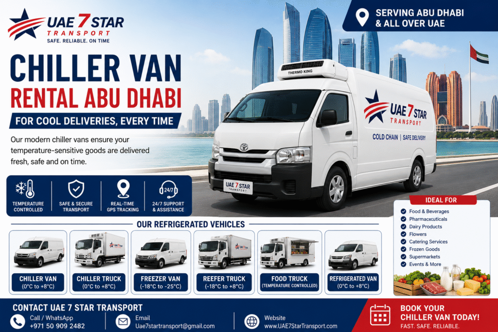 Trusted Chiller Van Rental Abu Dhabi | Refrigerated Transport Services UAE
