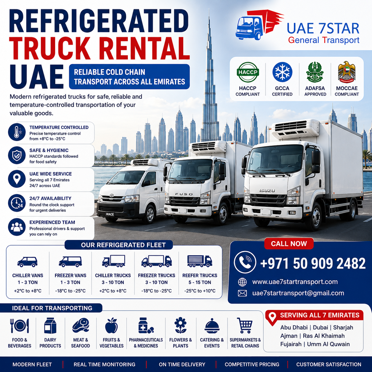 Refrigerated Truck Rental UAE | Chiller, Freezer & Reefer Truck Services